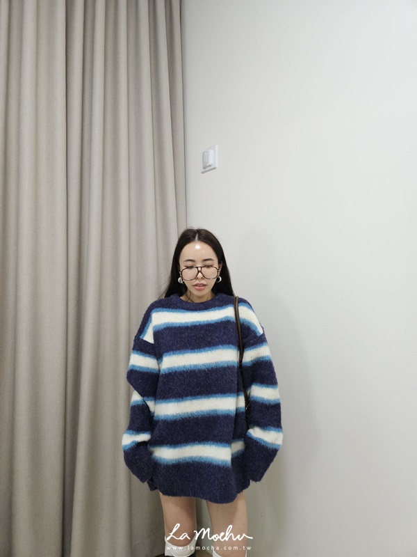 圓領混色條紋羊毛衣